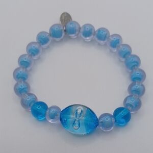 Millefiori Blue Art Glass Stretch Bracelet Sz 6.5